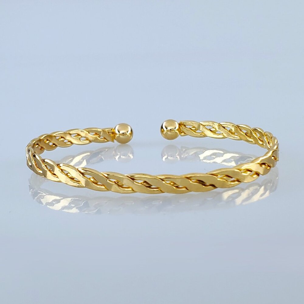 14K Gold Womens 7" Bangle Cuff Bracelet Ladies 14 Karat Silver New Jewelry